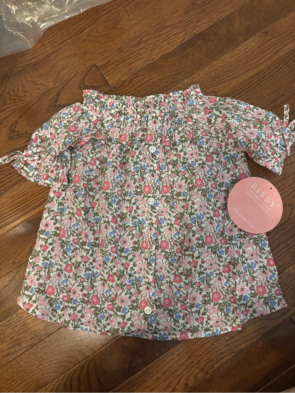 NWT Bisby Pink Floral Off-Shoulder Girls' Blouse